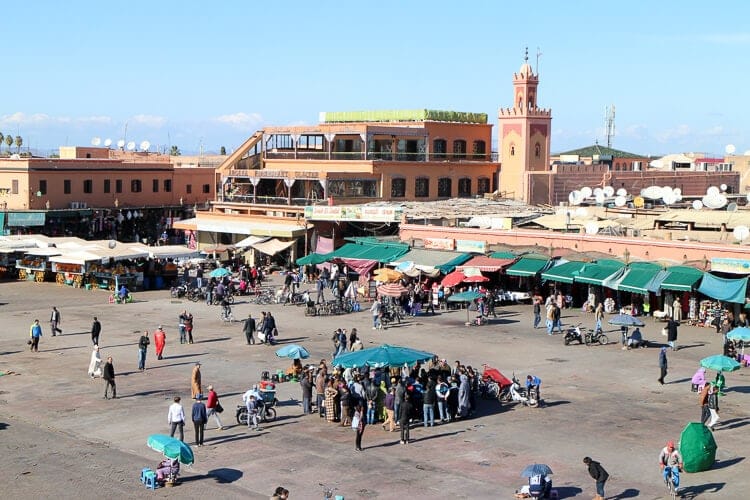 Vistas de la Plaza de Jemaa El Fna en Marrakech