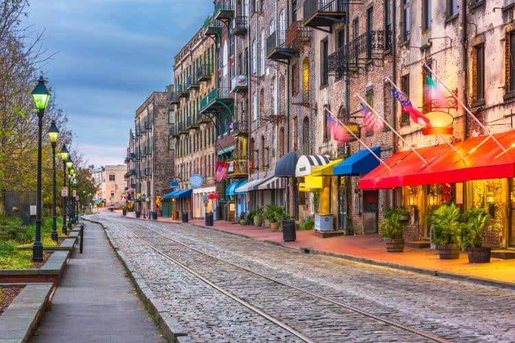 Cobble stone River street Savannah Georgia