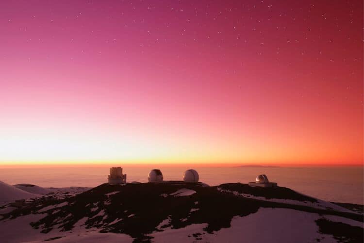 Observatory Domes at the Peak of Mauna Kea Volcano