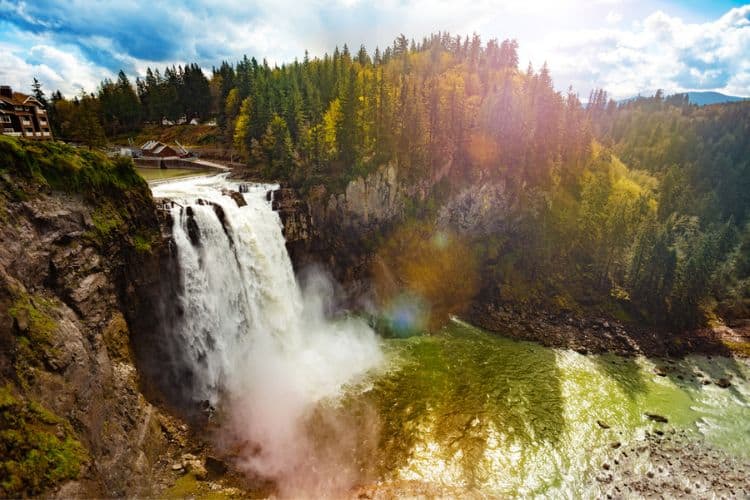 Snoqualmie Falls Waterfall View Washington USA