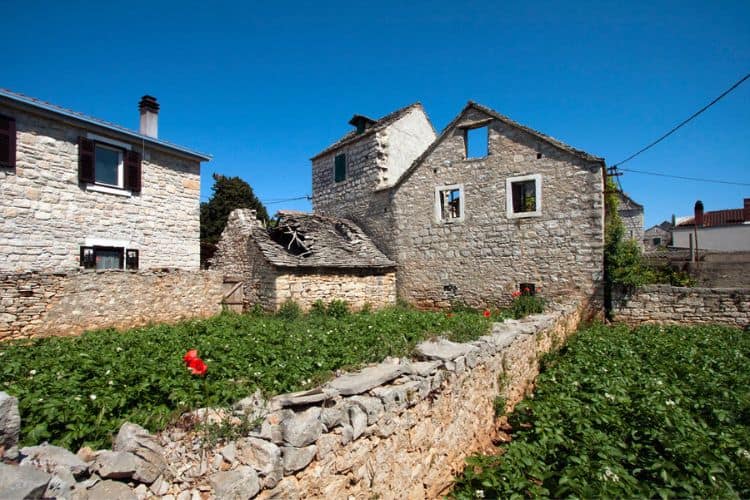 Ruined houses in the village of Grohote Solta island