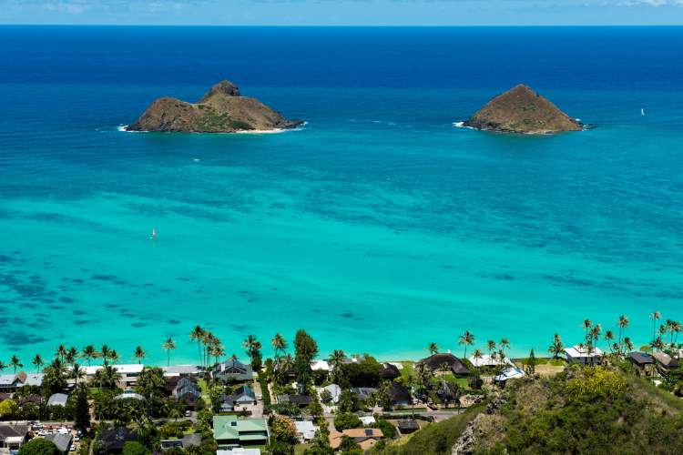Lanikai Beach and the Mokulua Islands Oahu Hawaii